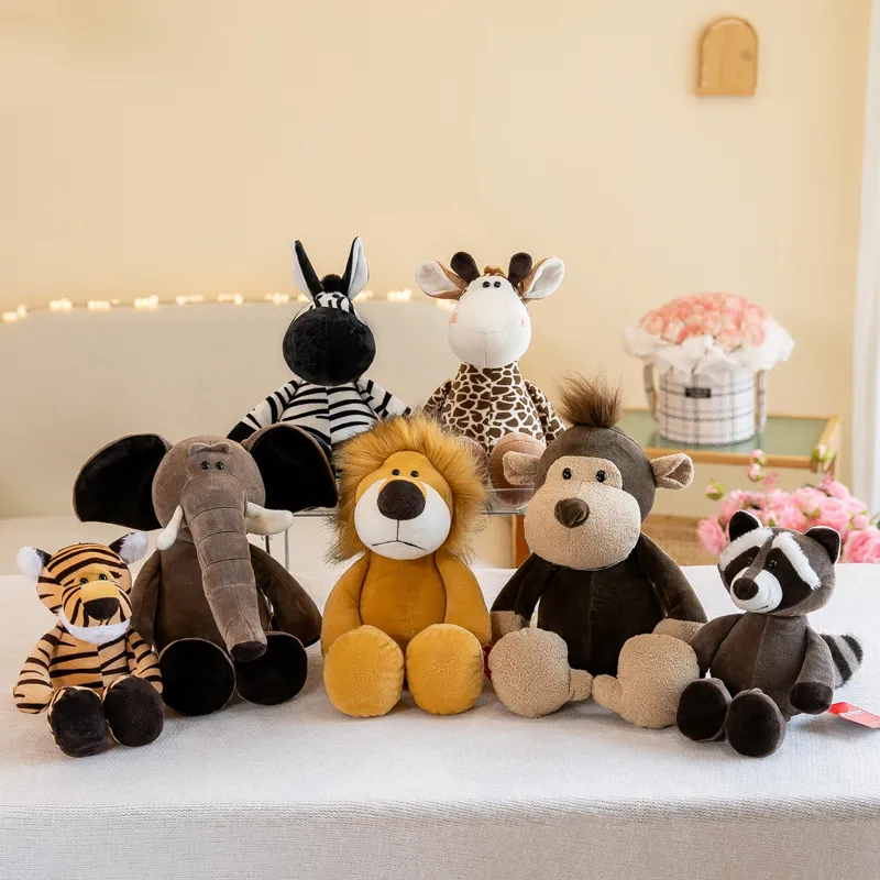 Jungle Animal Plush Set – Lifelike Elephant & Lion Stuffed Toy, Soft Huggable Pillow Doll & Kids Gift